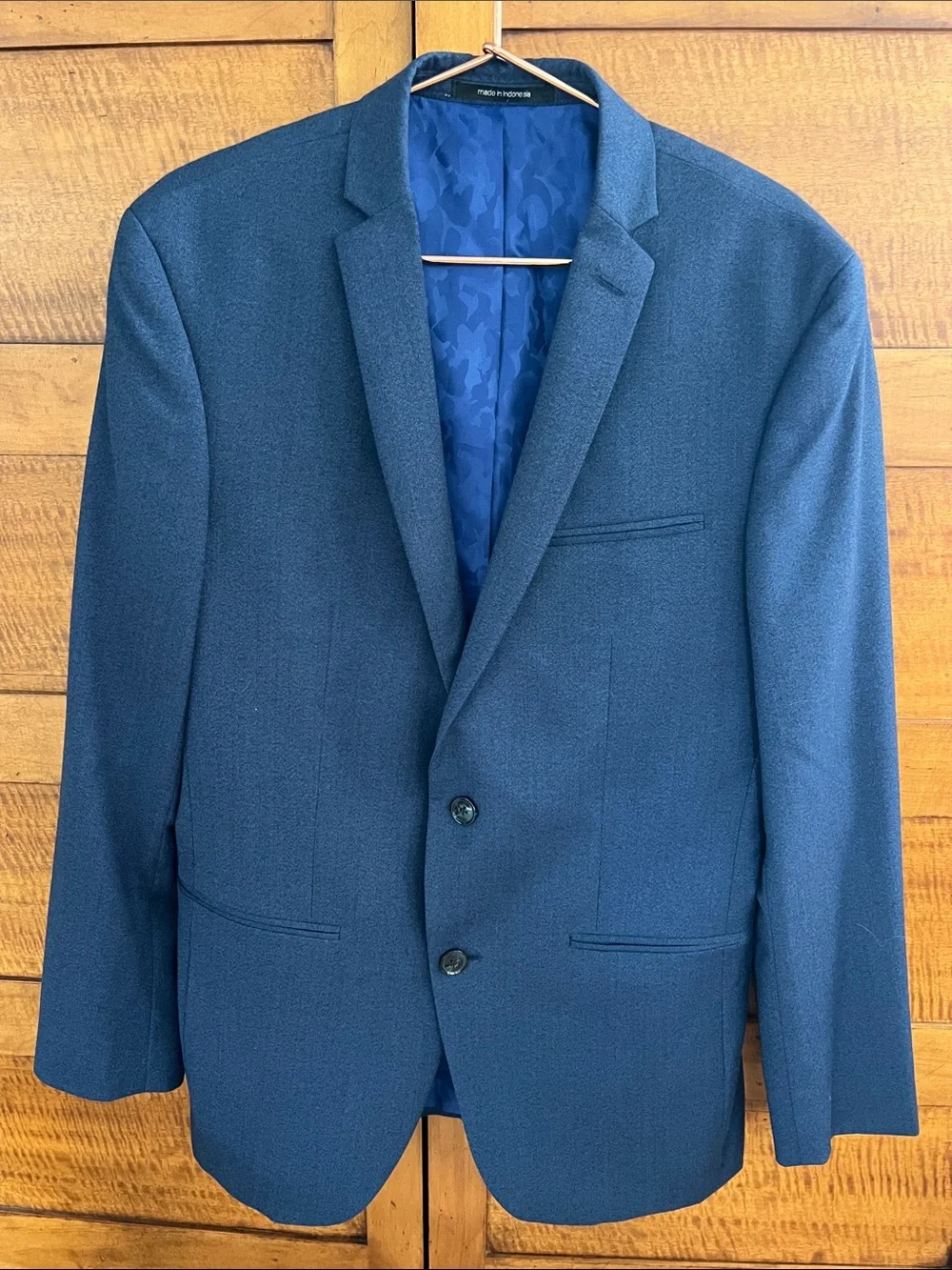 👔Slim Fit Bar III Men's Navy Blue Tailored Blazer / Sport Coat - 38R